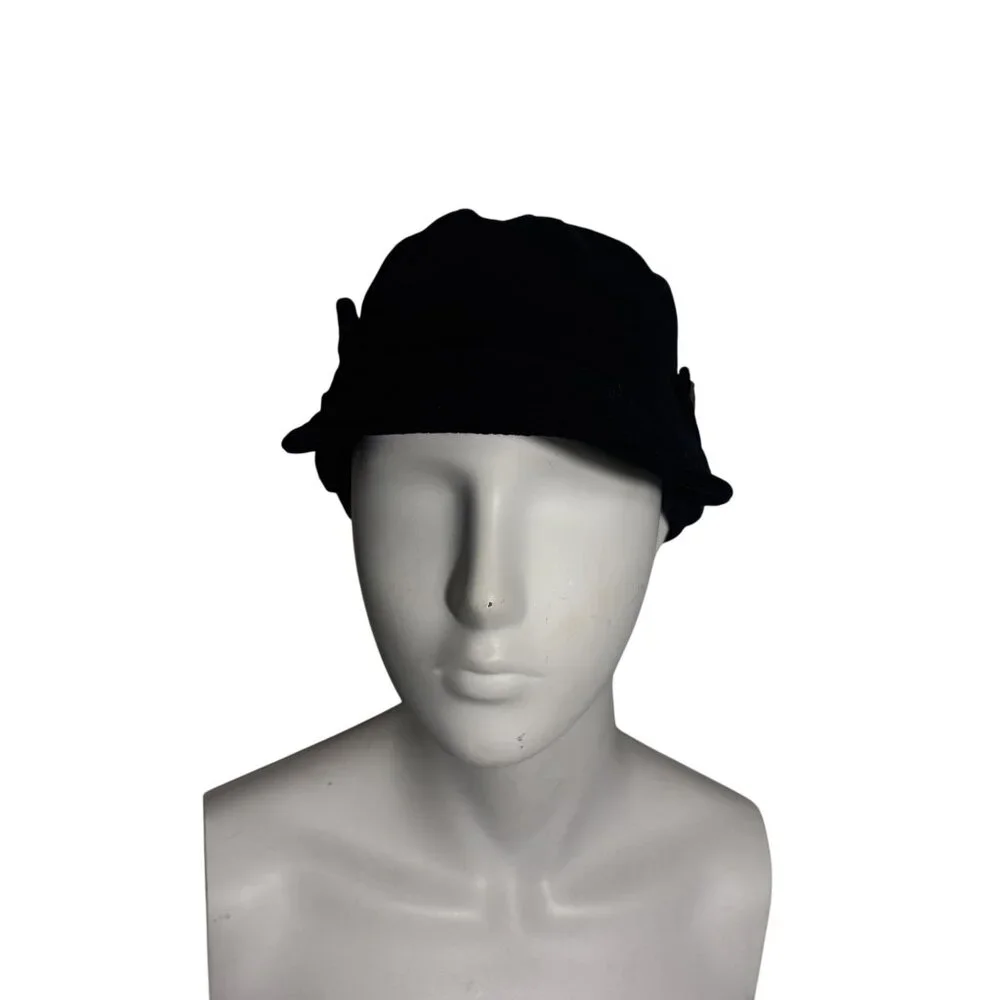 Lucky Brand Black Velvet Newsboy Cap With Button Detail - Picture 2 of 7